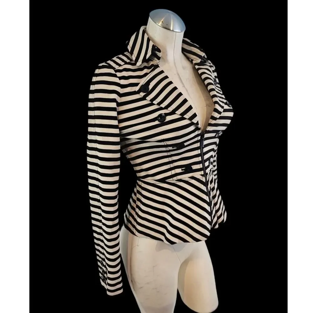 White House Black Market Size 00 Tan Black Double Breasted Blazer